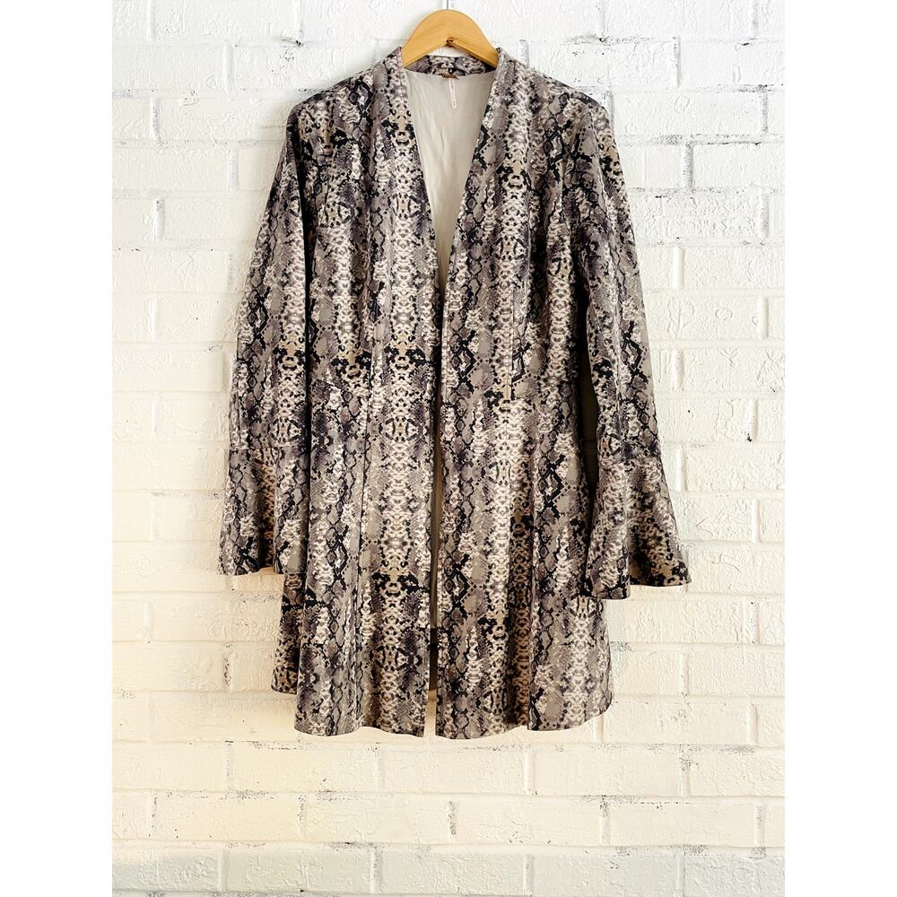 Free People Snakeskin Jacket Shacket Longline Open Front Medium Made in USA